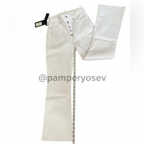 rag & bone Casey Exposed Button High Waist Ankle Flare Jeans (Optic White) - Picture 4 of 13